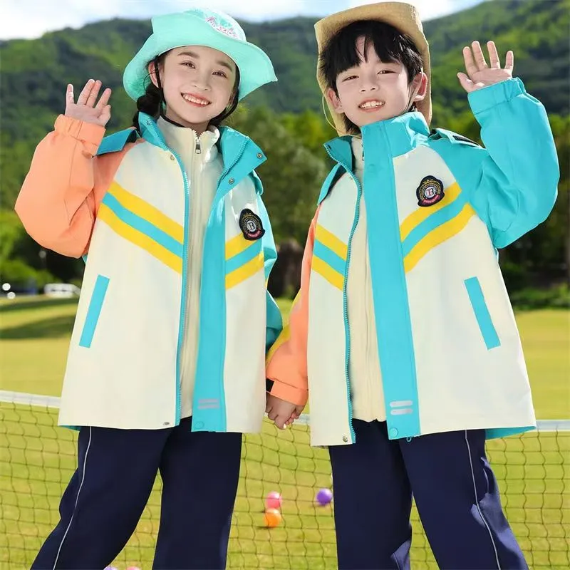 Uniforme escolar para niños y niñas, chaquetas de lluvia ligeras y impermeables con capucha