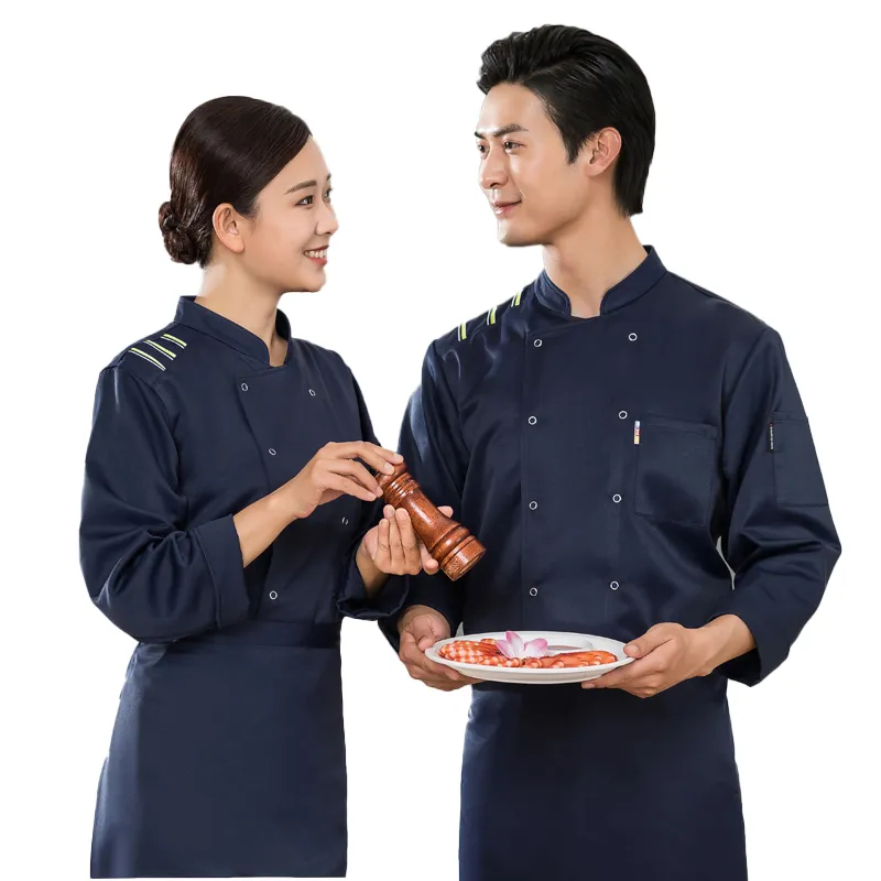 Chaqueta de chef de manga larga profesional para hombres, uniforme de restaurante, ropa de cocina para panadería, café, hotel y camarero