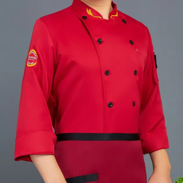 Chaqueta de chef unisex personalizada de manga larga para hombres, uniforme de trabajo de chef