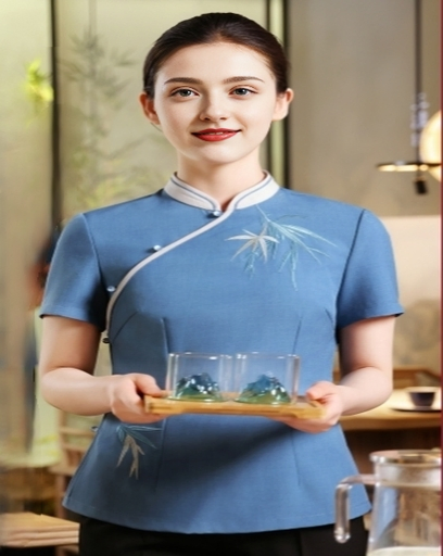 Uniforme de camarera de restaurante chino antiestático de doble uso para cocina, corredor de alimentos y vestimenta de trabajo para recepción de hotel