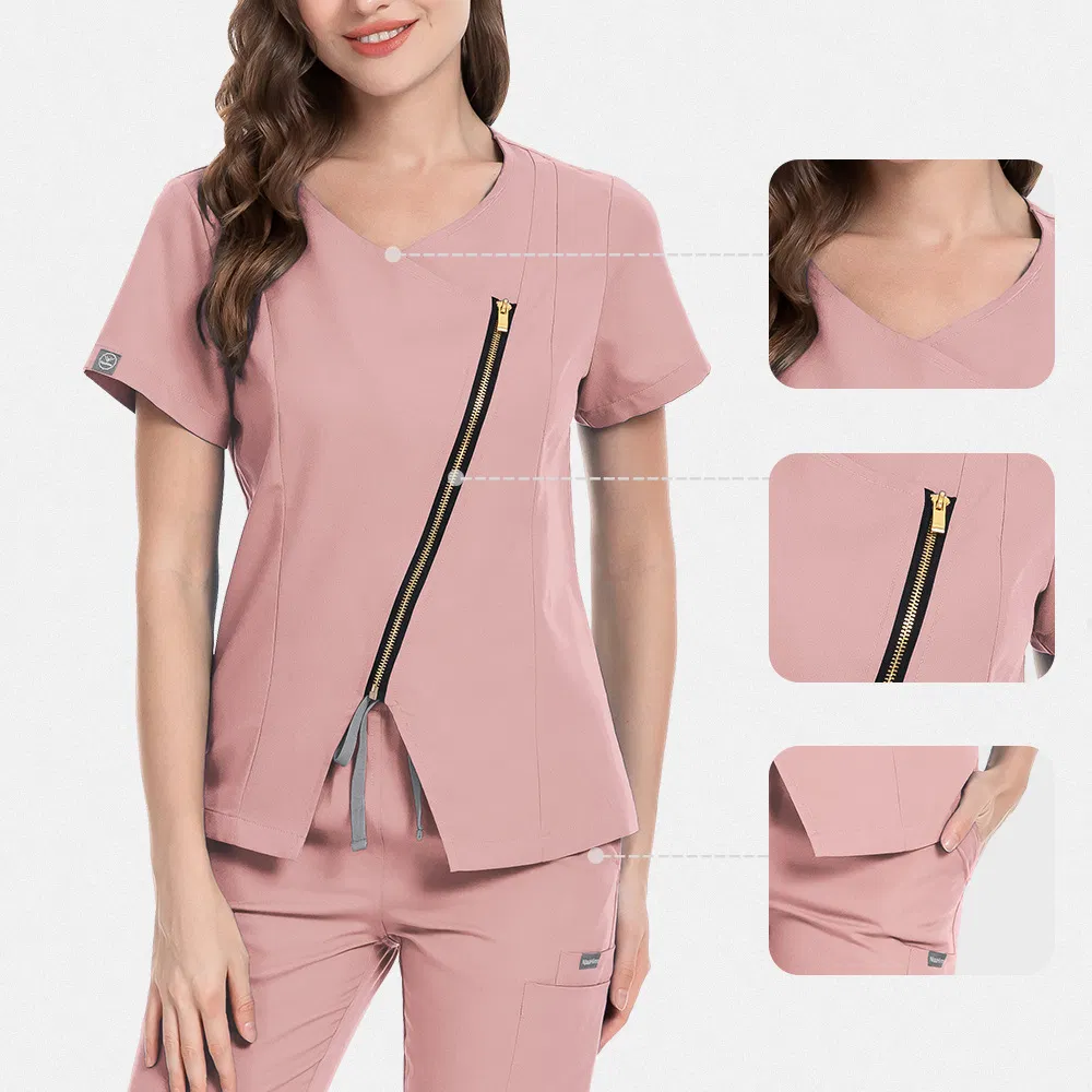 Conjunto de uniformes médicos personalizados de spa para el cuidado posparto de estiramiento duradero