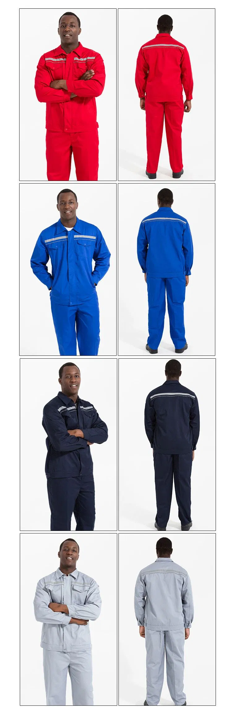 Chaqueta y pantalones de trabajo para taller industrial con tiras reflectantes