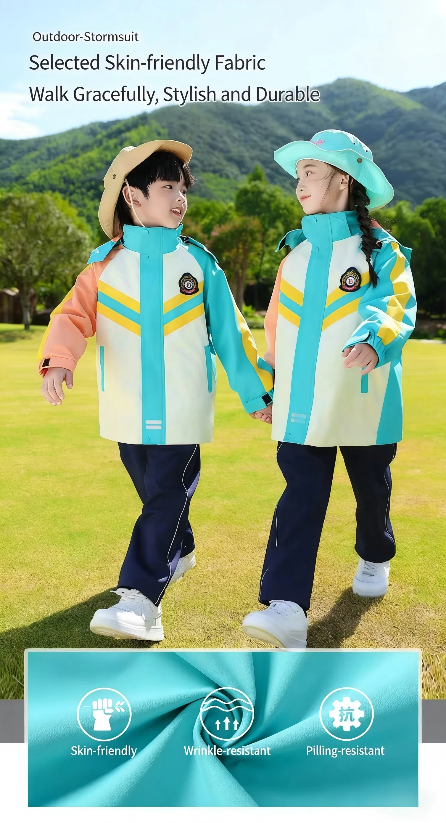 Uniforme escolar para niños y niñas, chaquetas de lluvia ligeras y impermeables con capucha