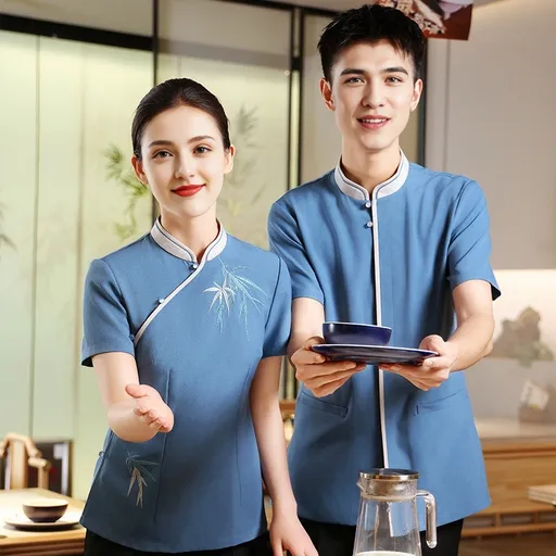 Uniforme de camarera de restaurante chino antiestático de doble uso para cocina, corredor de alimentos y vestimenta de trabajo para recepción de hotel