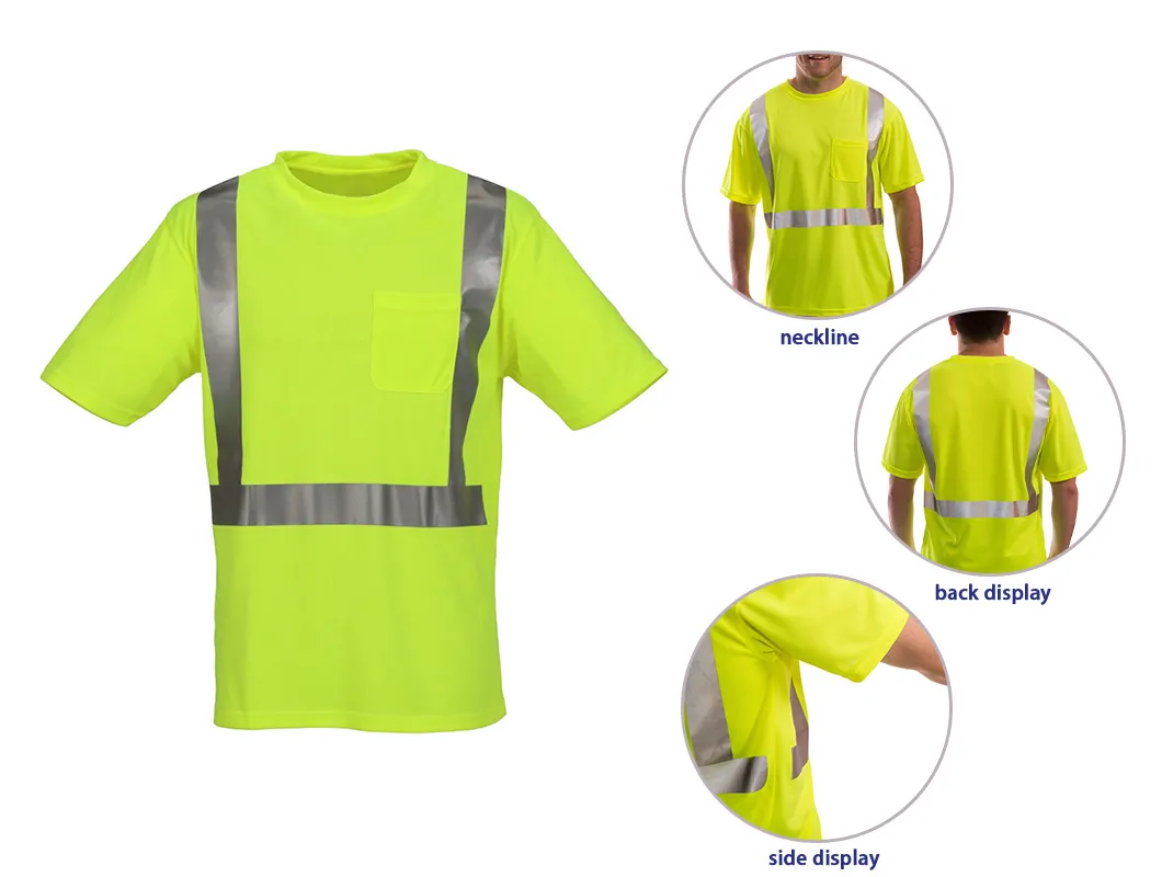Camiseta de seguridad ligera y duradera, transpirable, de alta visibilidad y reflectante para trabajo