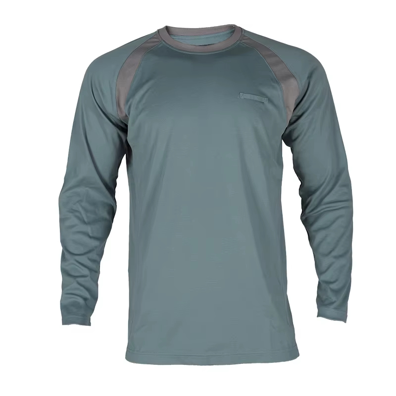 Custom Logo Quick Dry Long Sleeve Performance T-Shirt Contrast Raglan Sleeves Lightweight Outdoor Working Uniform Factory Direct Supply
