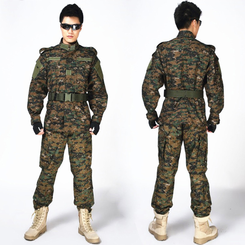 Uniforme táctico de seguridad para hombres en camuflaje digital azul, impermeable y transpirable