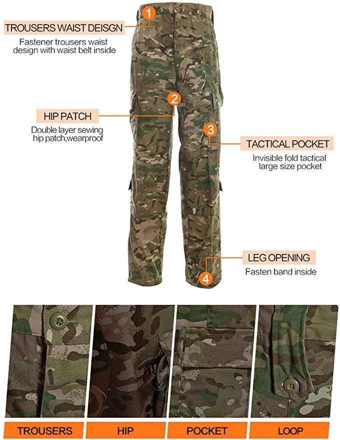Nuevo Traje Táctico Digital Desértico Transpirable Multicolor para Hombres, Uniformes de Combate Acu Camuflaje de Manga Larga para Caza al Aire Libre