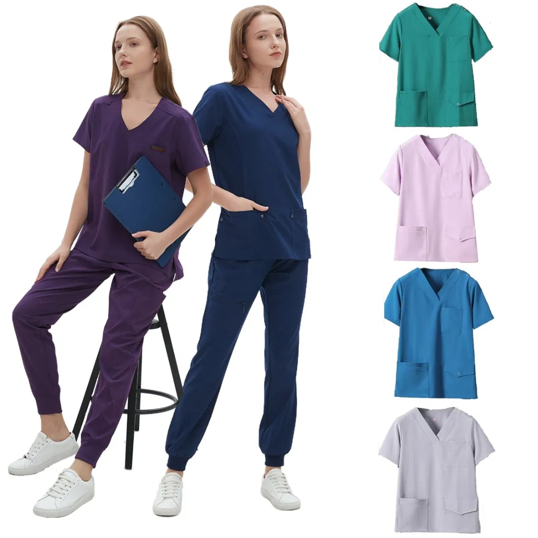 Conjunto de uniforme médico de manga corta, traje de hospital, uniformes de scrubs, uniforme médico, uniforme profesional de enfermería
