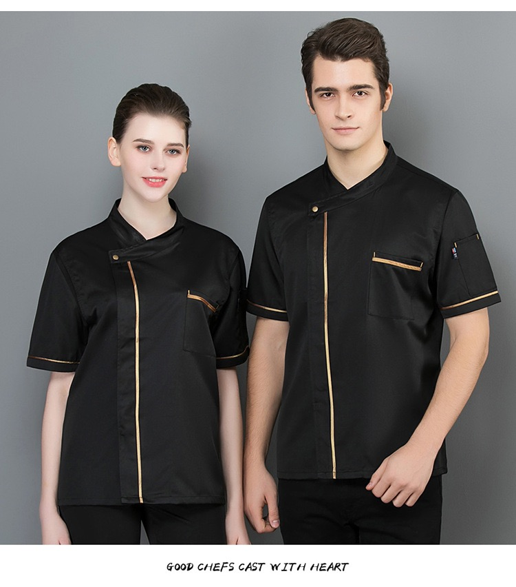 Camisa de cocinero de manga corta Phnom Penh, uniforme de verano para restaurante y hotel