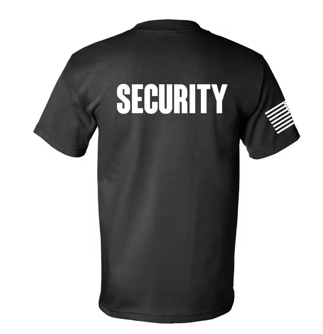 Nueva Camiseta Oficial Unisex de Manga Corta Negra para Uniformes de Seguridad