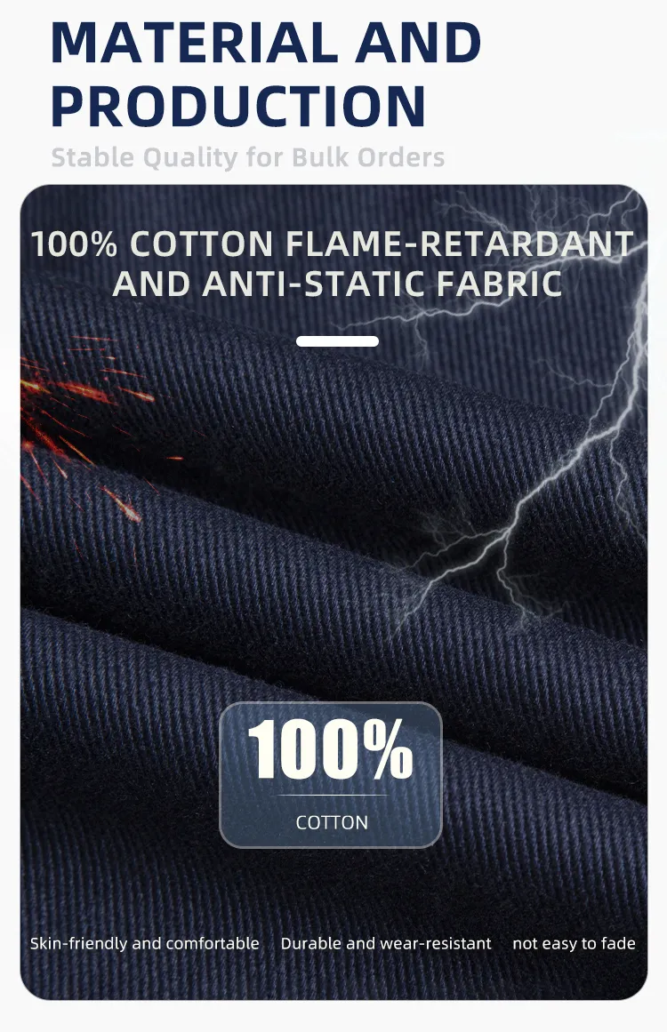 Ropa de trabajo reflectante antiestática retardante de llama para planta industrial 235GSM EPP de seguridad para todas las estaciones color personalizado