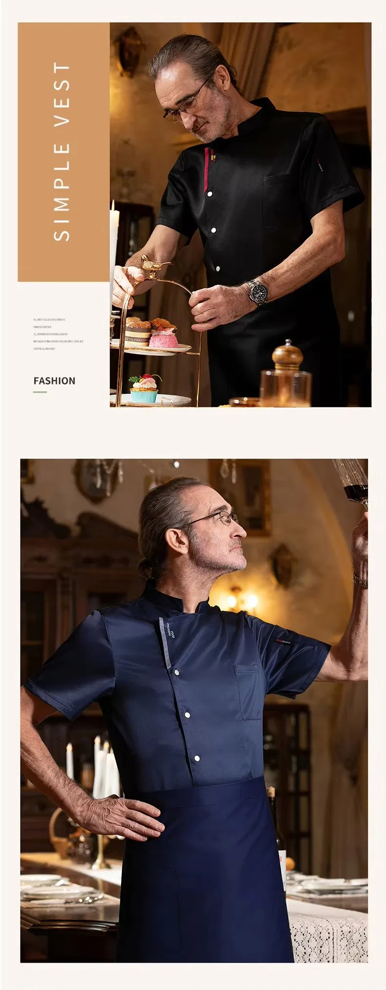 Nuevos uniformes de trabajo para chefs en hotel de banquetes, restaurante y cantina