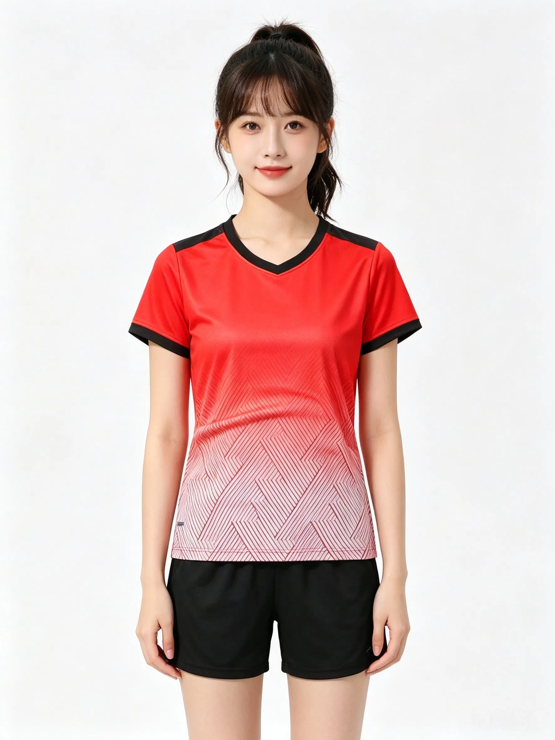Conjunto de uniforme de camiseta deportiva de poliéster de cuello en V de manga corta y pantalones cortos con cintura elástica para niños 100%