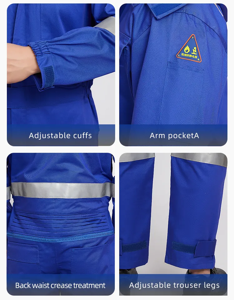 Ropa de trabajo reflectante antiestática retardante de llama para planta industrial 235GSM EPP de seguridad para todas las estaciones color personalizado
