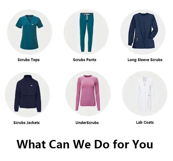 Conjunto de uniformes de scrubs para enfermeras mujeres en el hospital médico, jogger ajustado