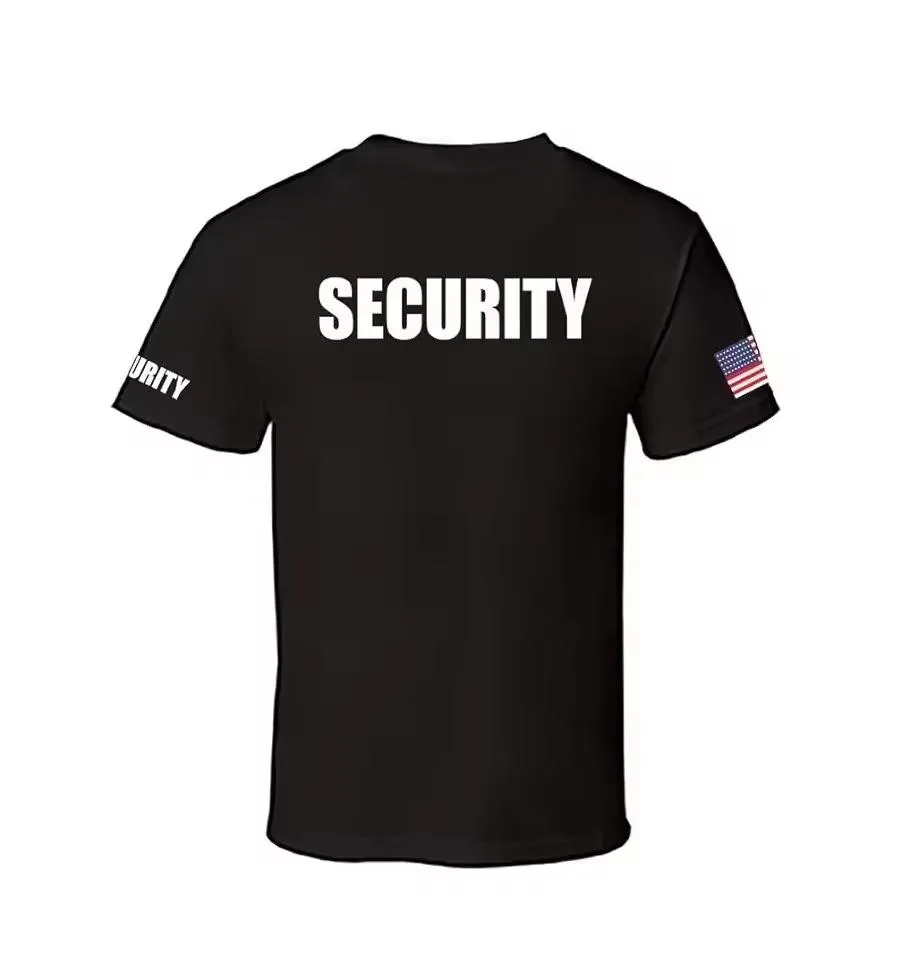 Nueva Camiseta Oficial Unisex de Manga Corta Negra para Uniformes de Seguridad