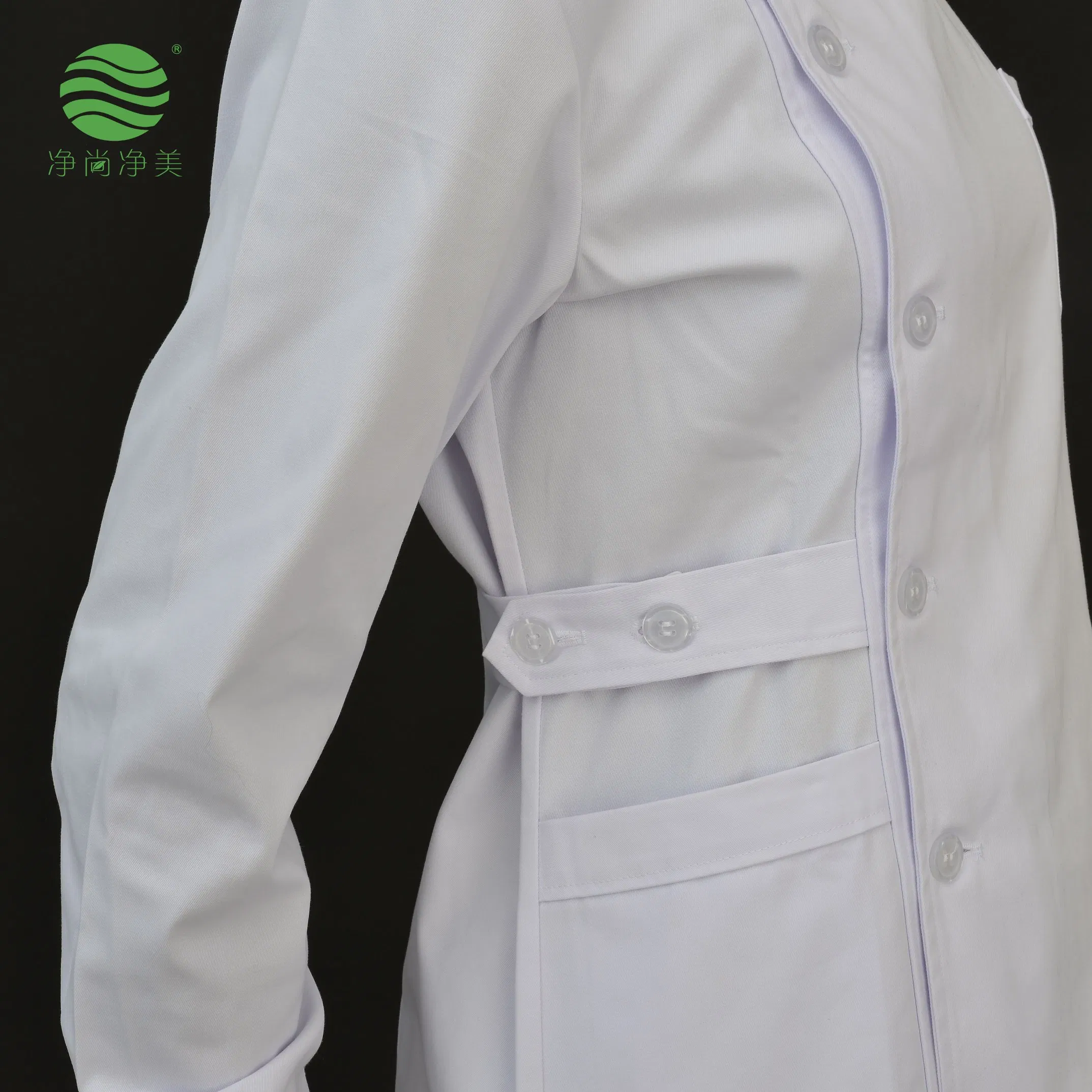 Conjunto de uniforme de enfermera de mezcla de algodón y poliéster de manga larga, dividido, para el personal médico del hospital, con cinturón de tela del mismo material. Trajes de scrubs médicos, conjunto de uniforme de enfermera