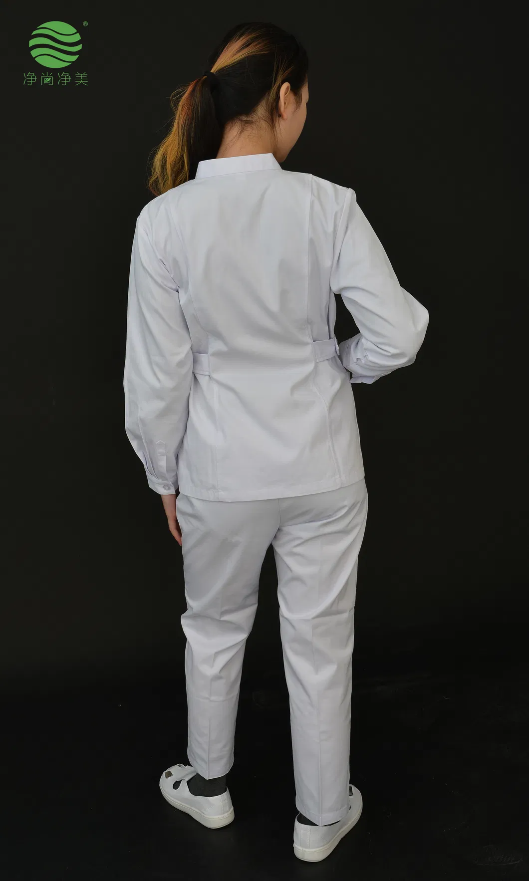 Conjunto de uniforme de enfermera de mezcla de algodón y poliéster de manga larga