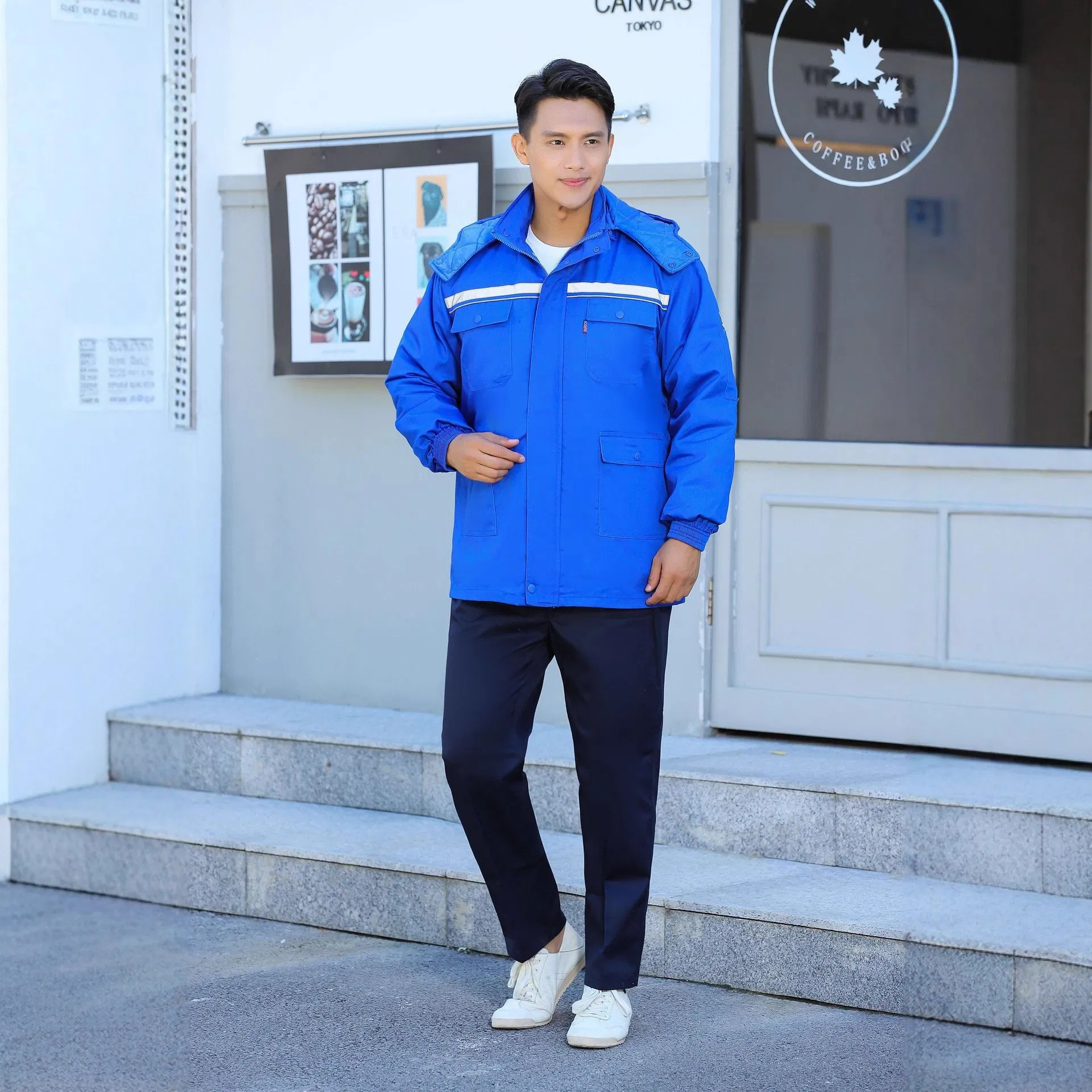 Ropa de trabajo industrial de manga larga con múltiples bolsillos para seguridad