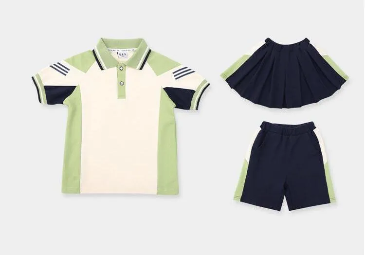 Falda de uniforme escolar y camiseta polo para niños deportivos personalizada de OEM en China