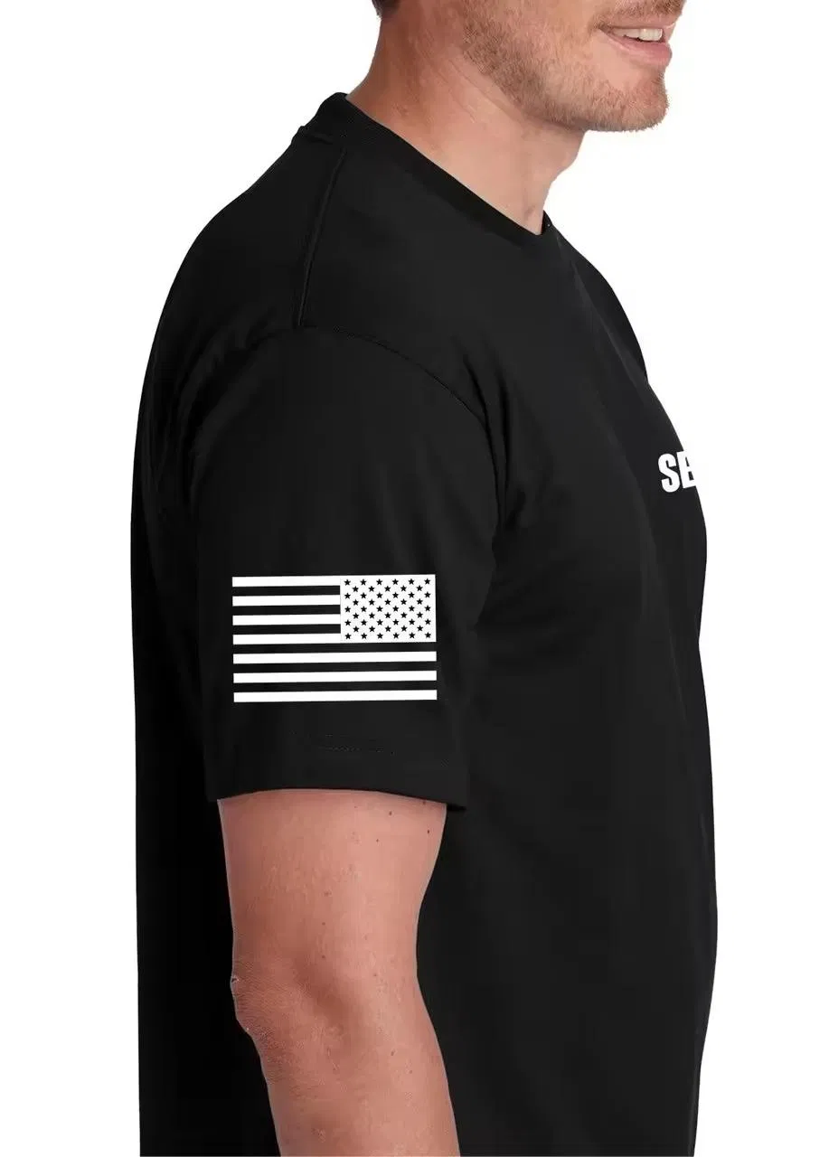 Nueva Camiseta Oficial Unisex de Manga Corta Negra para Uniformes de Seguridad