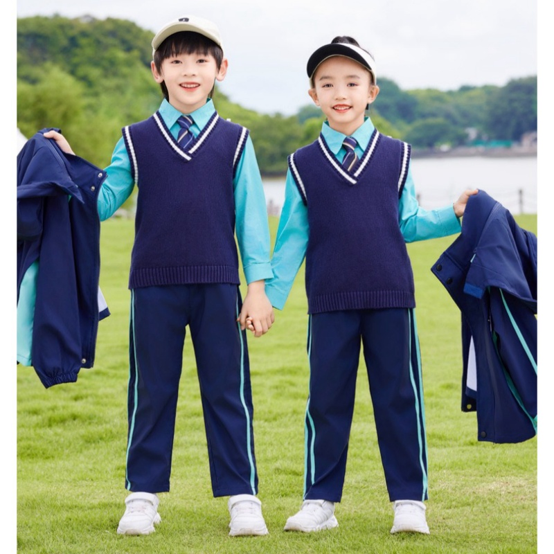 Conjuntos de uniformes escolares personalizados para niños, chaquetas, pantalones y chándales en combinación de colores