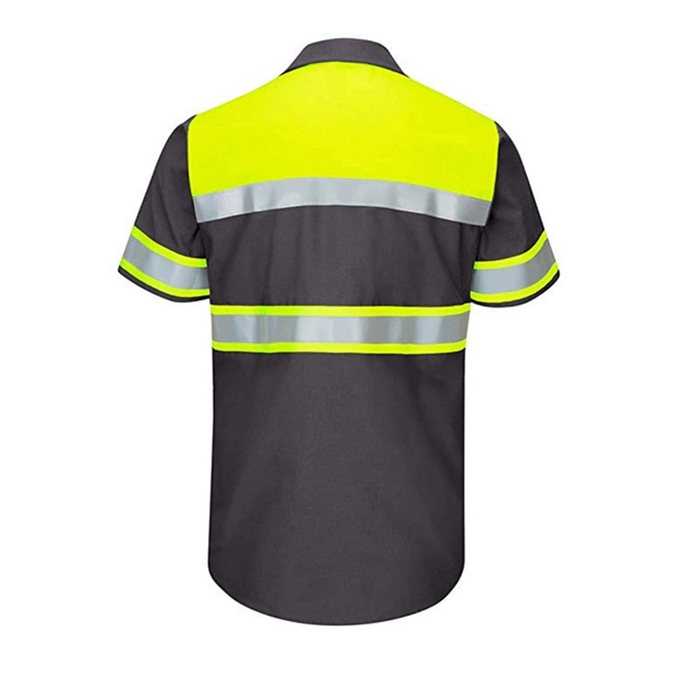 Uniforme de trabajo personalizado con cinta reflectante de seguridad, camisa de trabajo de manga corta, uniforme de trabajo