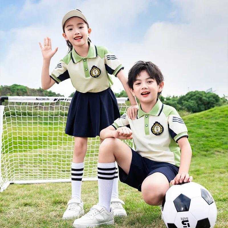 Falda de uniforme escolar y camiseta polo para niños deportivos personalizada de OEM en China