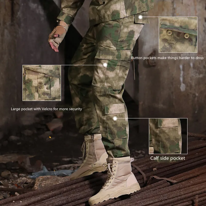 Uniforme táctico de camuflaje de poliéster y algodón resistente estilo Acu para hombres, venta directa de fábrica, conjunto de uniforme Acu de camuflaje Multicam de alta calidad