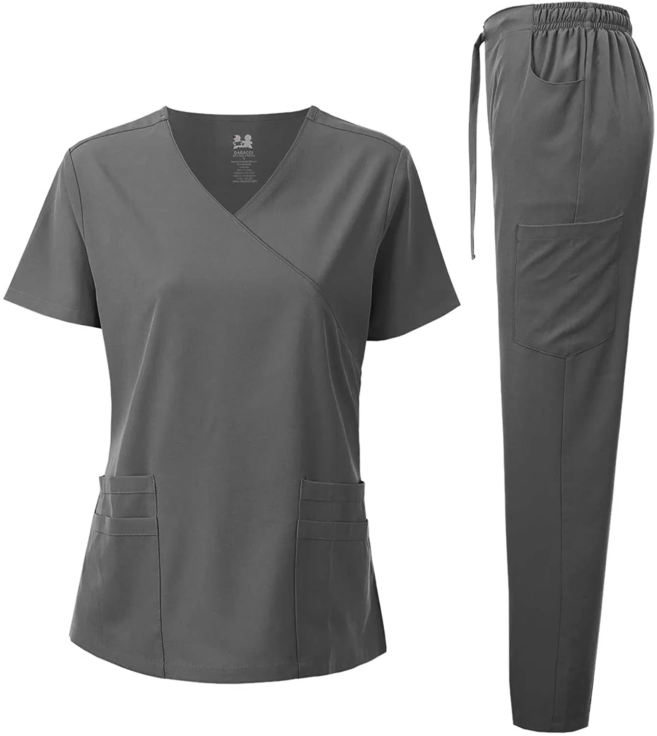 Conjunto de Uniformes de Scrubs Médicos al por Mayor, Top de Cuello en V, Pantalones Cargo, Uniformes de Enfermería en el Sector Salud, Ropa de Trabajo con Múltiples Bolsillos para Hospital