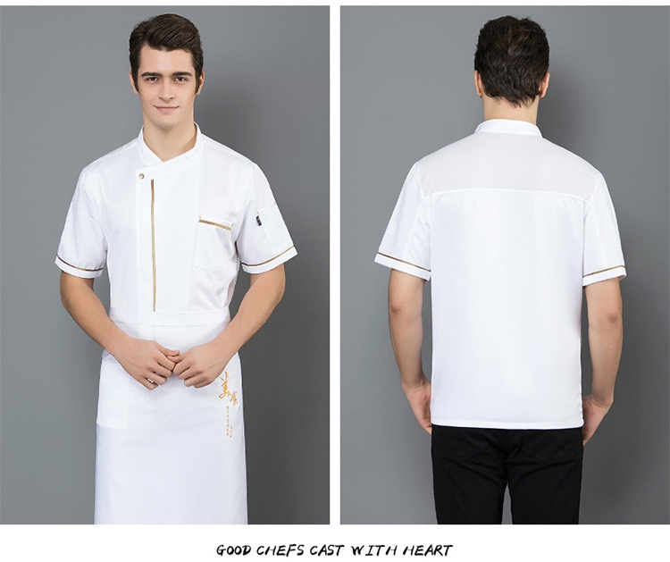Camisa de cocinero de manga corta Phnom Penh, uniforme de verano para restaurante y hotel