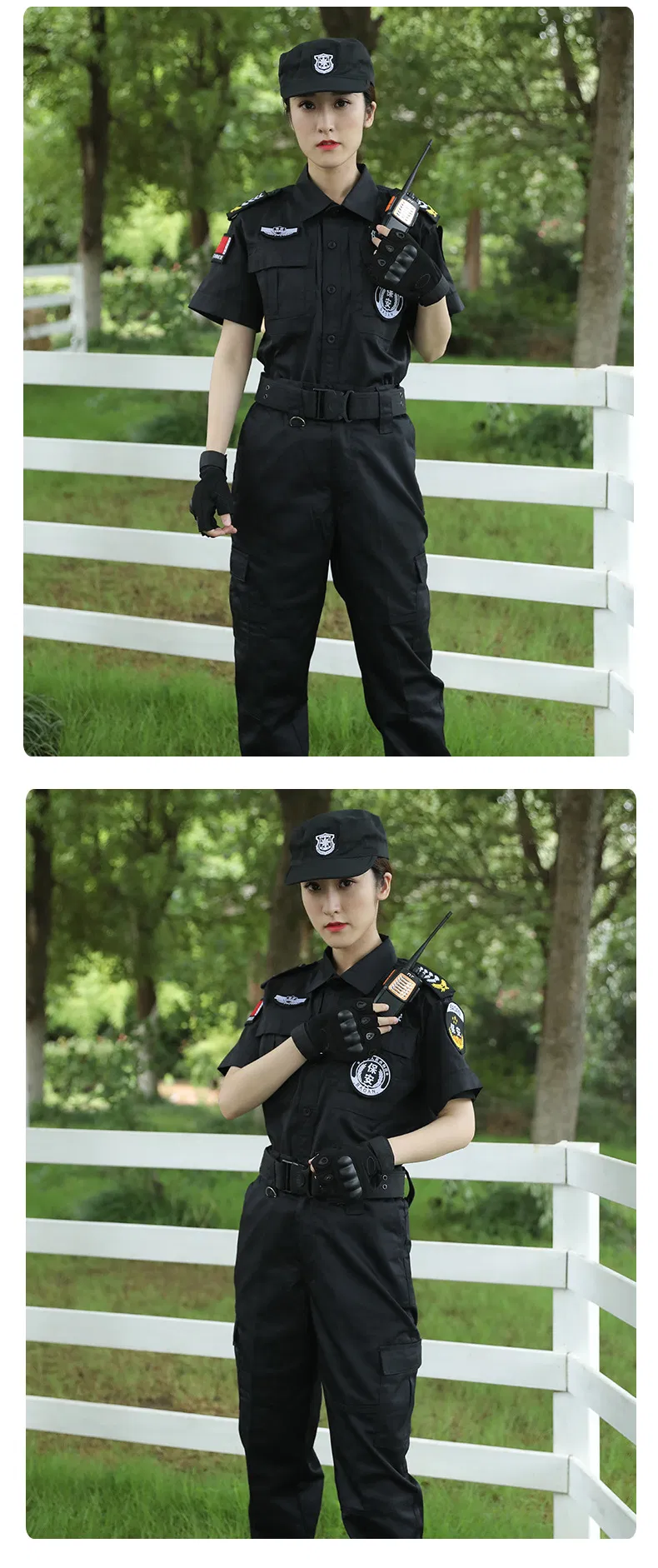 Detalle de uniforme de seguridad blanca