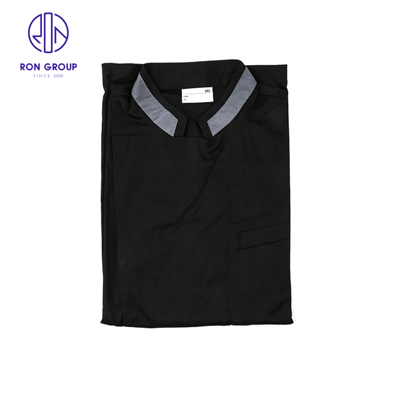 Chaqueta de uniforme de chef negra al por mayor, ropa de trabajo, traje de trabajo para hotel y restaurante, ropa de algodón