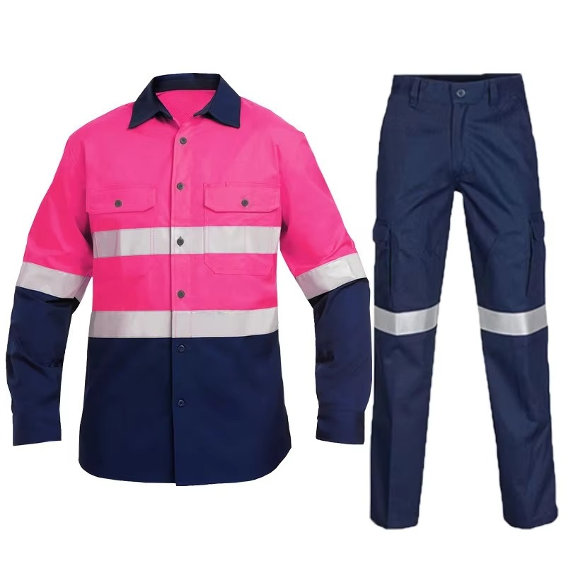 Camisas de trabajo de manga larga con tiras reflectantes al por mayor para fábrica, ropa de protección laboral industrial