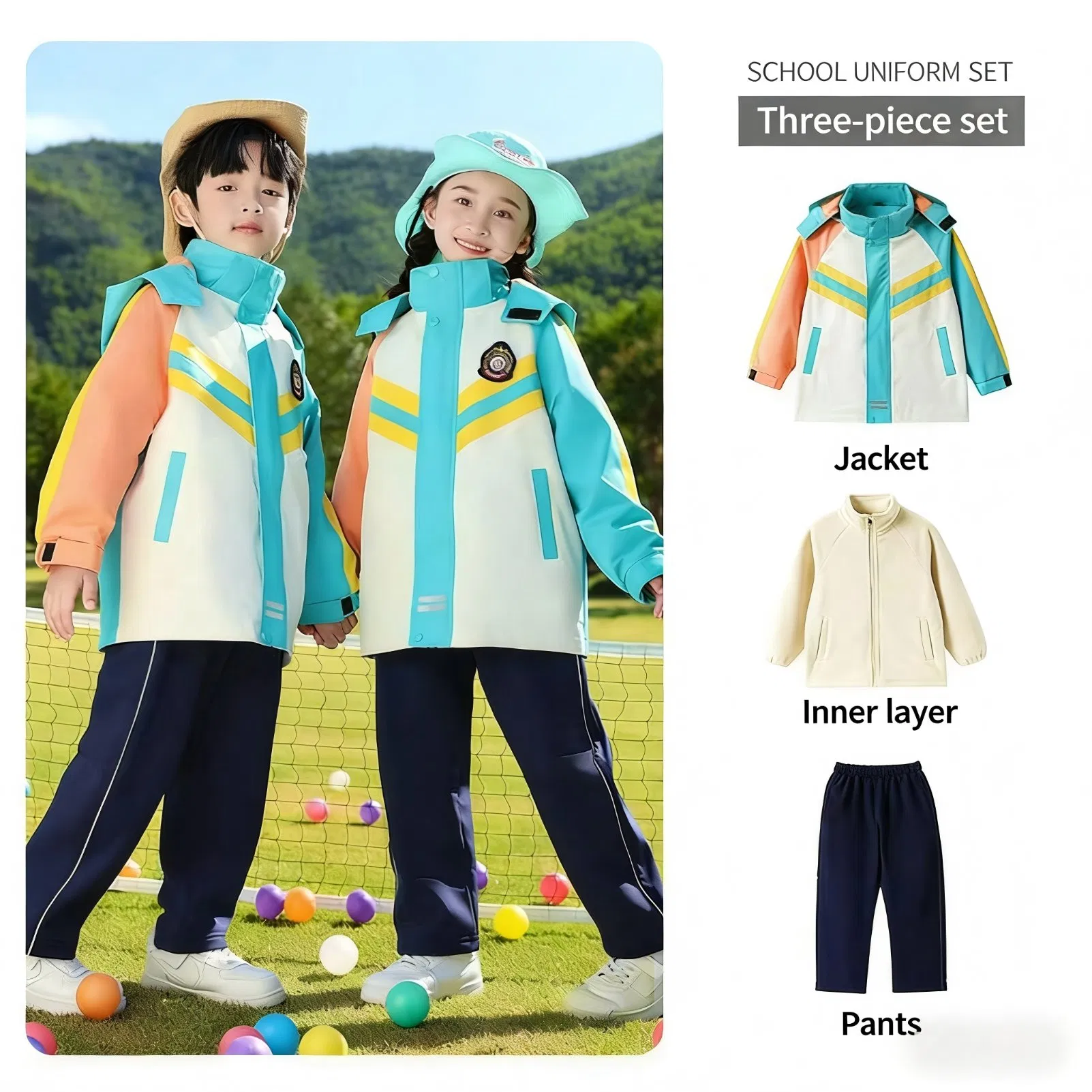 Uniforme escolar para niños y niñas, chaquetas de lluvia ligeras y impermeables con capucha