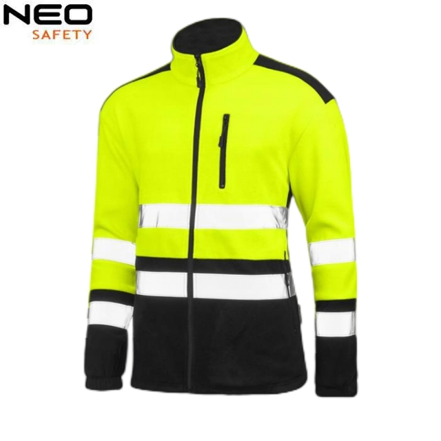 Ropa de trabajo personalizada de invierno unisex duradera y de alta visibilidad al aire libre, chaqueta de polar cálido con cinta reflectante, uniforme profesional