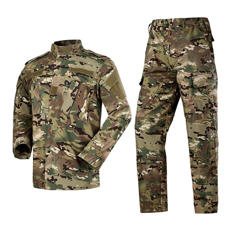 Suministro a granel de uniformes tácticos de color verde ejército duraderos con botones para empresas de seguridad y escuelas de entrenamiento