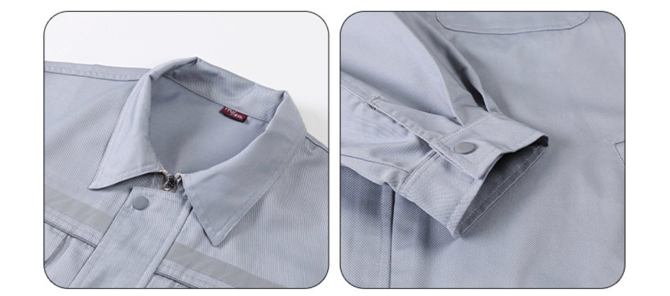 Chaqueta y pantalones de trabajo para taller industrial con tiras reflectantes