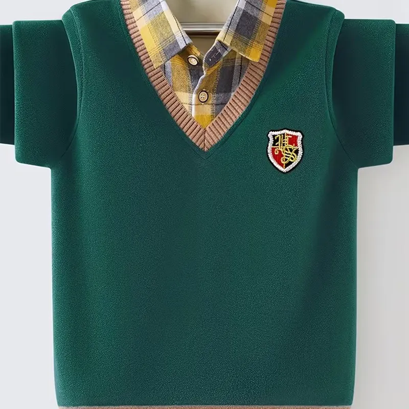 Suministro de fabricante OEM de suéter de punto de uniforme escolar al por mayor para estudiantes con logotipo personalizado