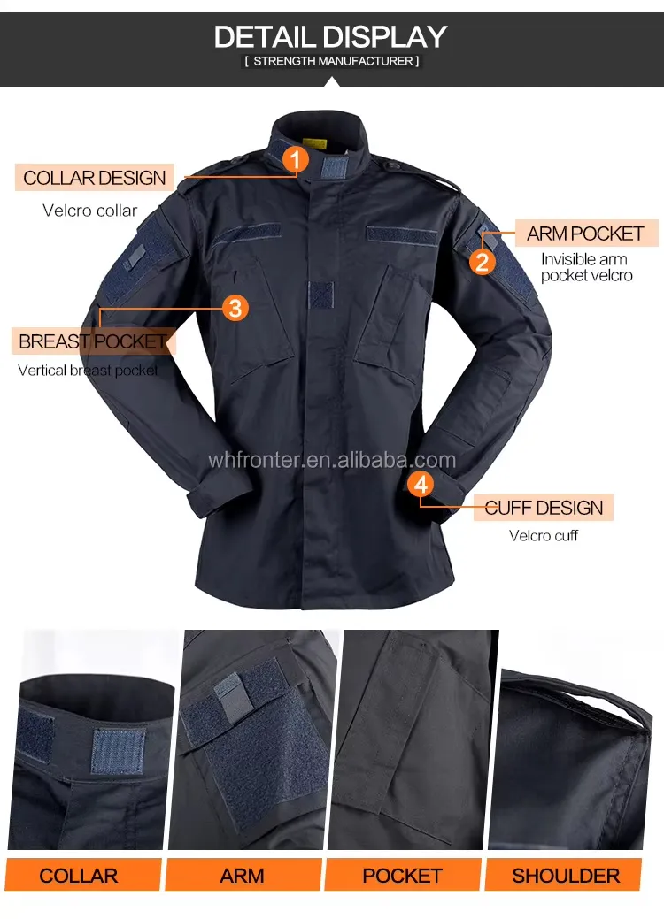 Uniforme de guardia de seguridad de camuflaje estilo ACU en azul oscuro de ripstop