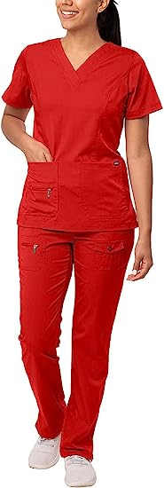 Conjunto de uniformes de scrubs para enfermeras mujeres en el hospital médico, jogger ajustado