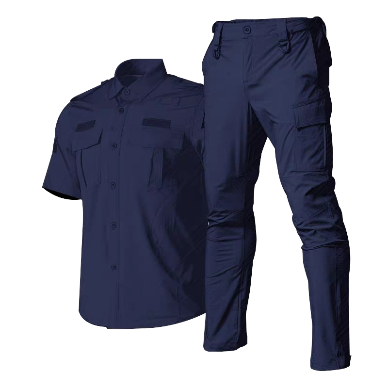 Uniformes de seguridad de manga corta con diseño de logo azul unisex de Vanda