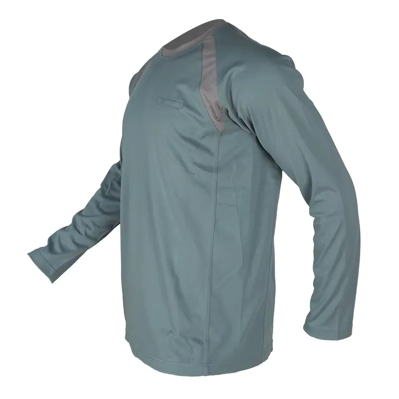 Custom Logo Quick Dry Long Sleeve Performance T-Shirt Contrast Raglan Sleeves Lightweight Outdoor Working Uniform Factory Direct Supply
