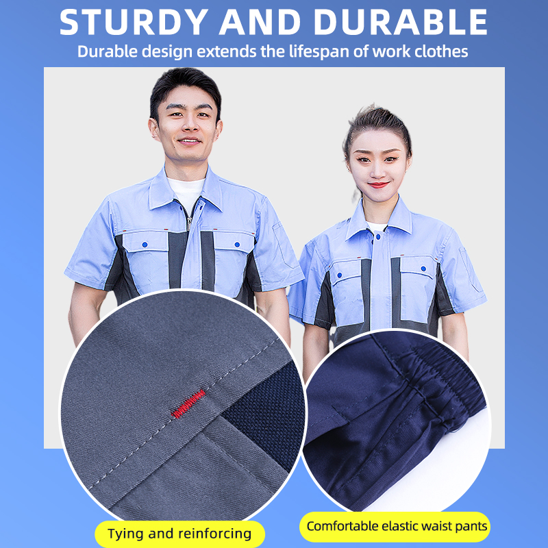 MOQ al por mayor 100 Tela CVC lijada Camiseta de verano de manga corta Ropa de trabajo personalizada 150GSM Ropa de fábrica industrial