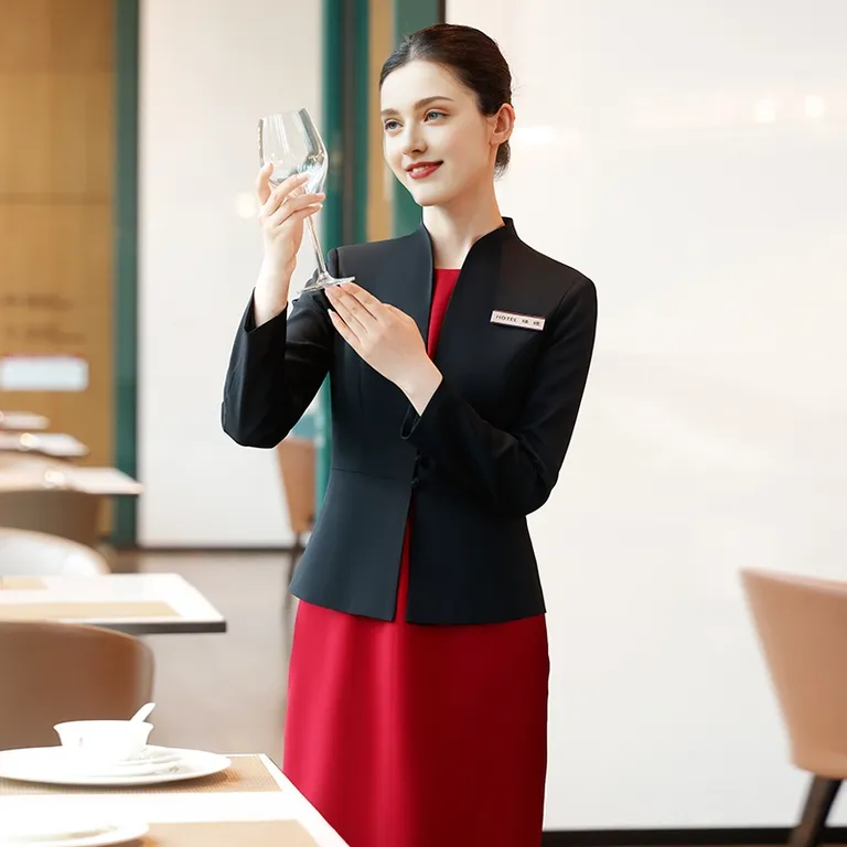 Vestido de recepción de traje profesional para mujeres, uniforme de gerente de manga larga para el personal del hotel