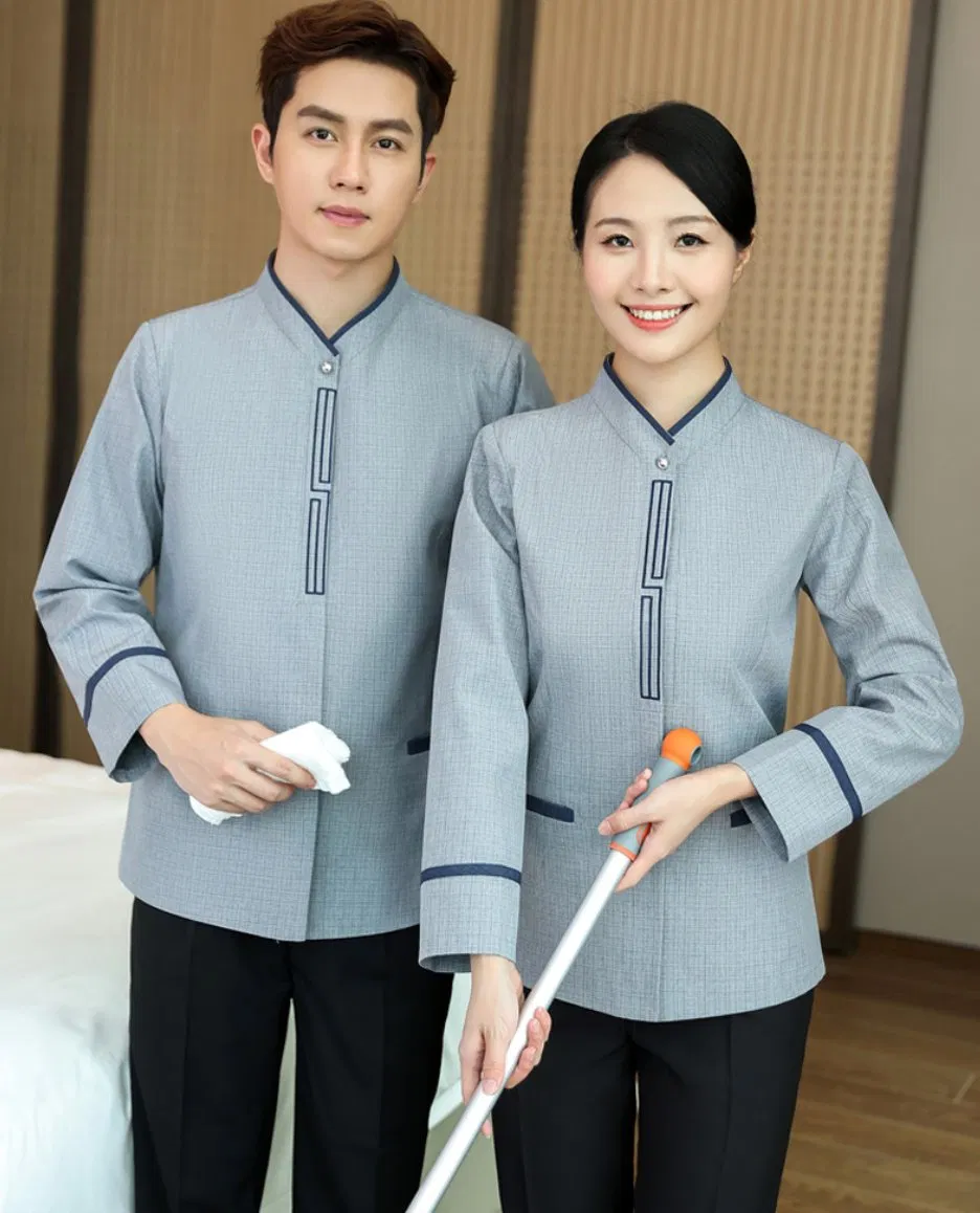 Uniforme de limpieza de hotel de trabajo de manga larga resistente a las arrugas y sin planchado OEM