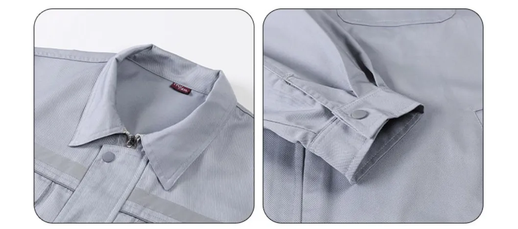 Chaqueta y pantalones de trabajo para taller industrial con tiras reflectantes