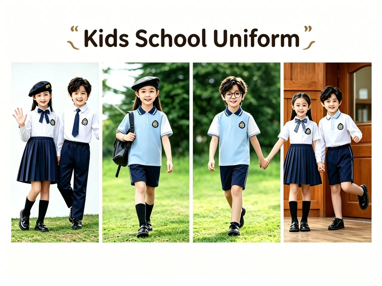Falda de uniforme escolar y camiseta polo para niños deportivos personalizada de OEM en China