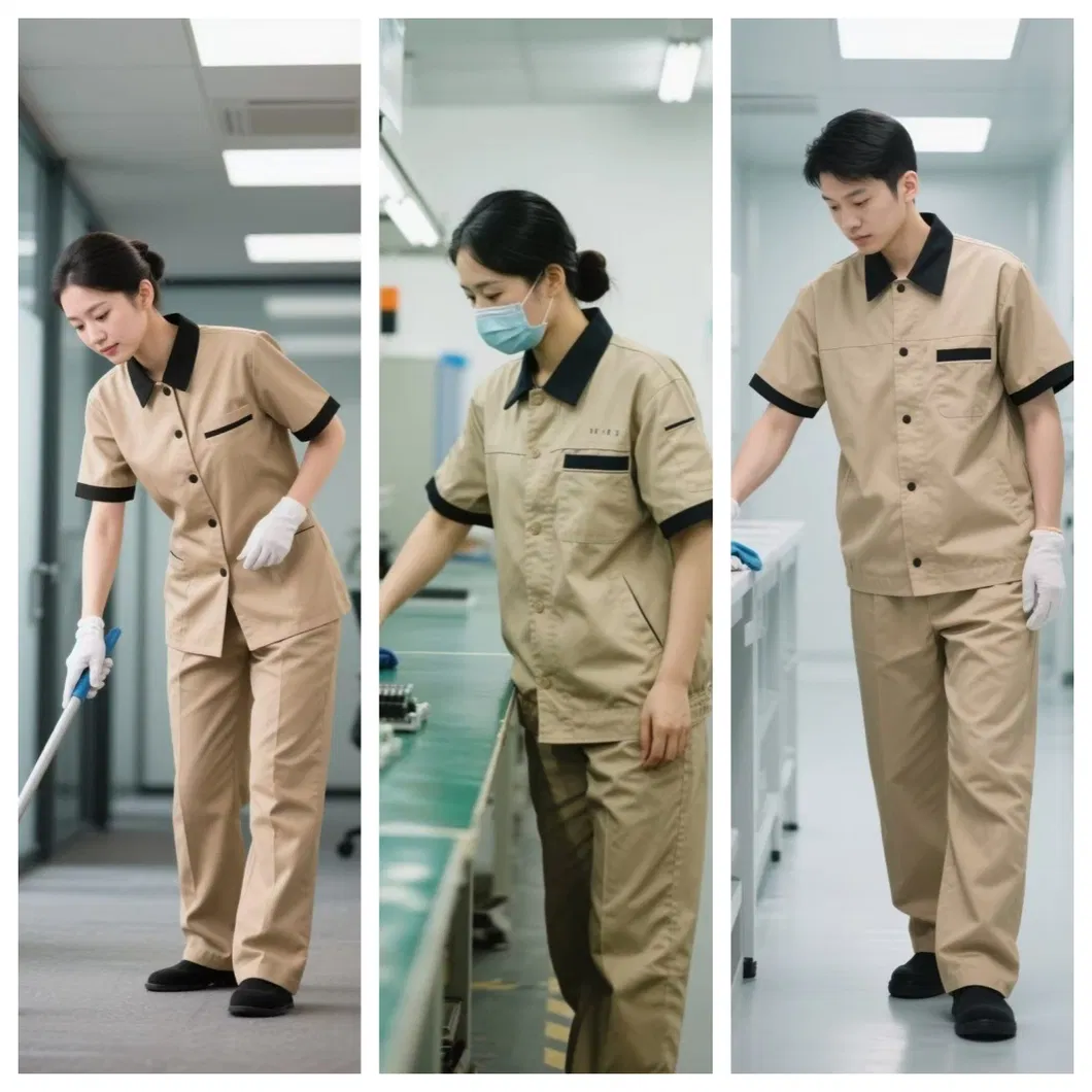 Uniforme de limpieza personalizado para el personal del hotel, ropa de servicio de limpieza de poliéster y algodón